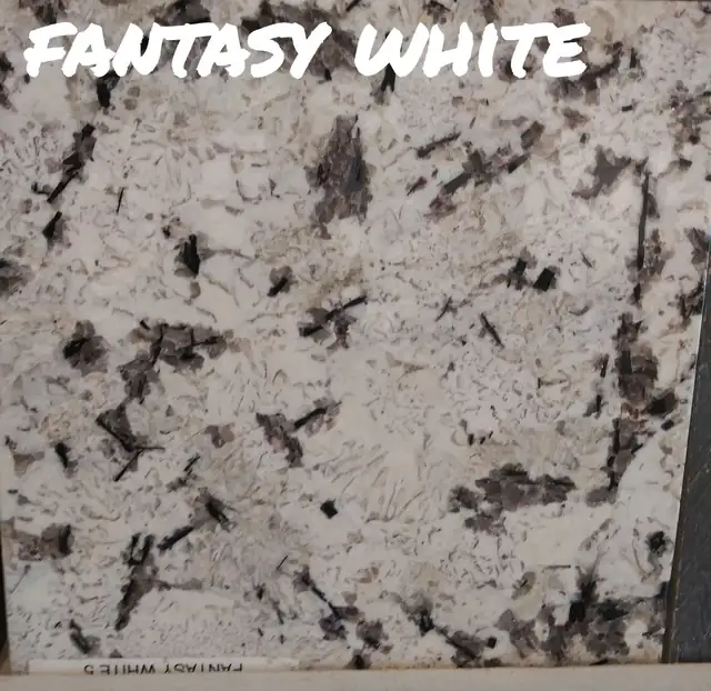 Close-up of white granite with bold black and grey markings